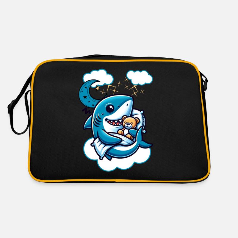 Hai Schlafschirt mit süßen Teddybear - Retro Tasche - Schwarz/Gold