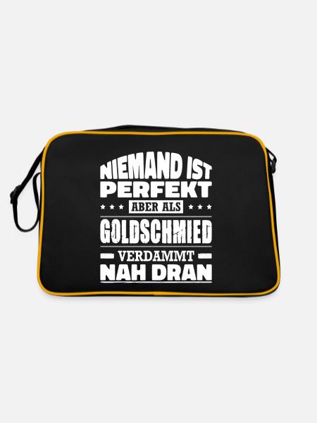 Niemand Ist Perfekt Aber Als Goldschmied Nah Dran - Retro Tasche - Schwarz/Gold - Hinten