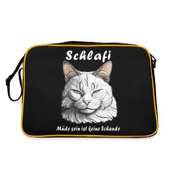 KATZE Schlafi Müde sein ist keine Schande - Retro Tasche - Schwarz/Gold - Hinten