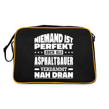 Niemand Ist Perfekt Aber Als Asphaltbauer Nah Dran - Retro Tasche - Schwarz/Gold - Hinten
