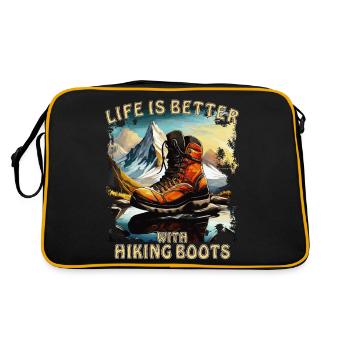 LIFE IS BETTER WITH HIKING BOOTS - Retro Bag - black/gold - Back