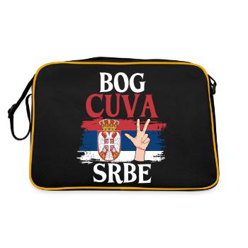 Serbia Flag Serbia Srbija Majice Bog cuva Srbe - Retro Bag - black/gold - Back