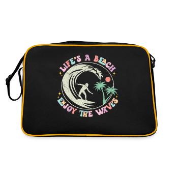 La vie est à la plage - Profitez des vagues - Design rétro - Sac Retro - noir/or - Dos