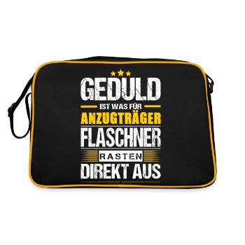 Geduld Ist Was Für Anzugträger Flaschner Spruch - Retro Tasche - Schwarz/Gold - Hinten