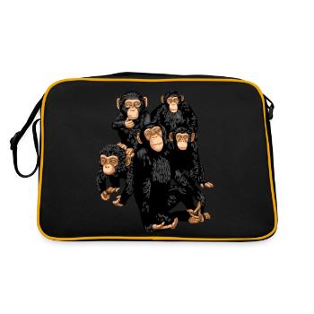 Fünf süße Affen T-Shirt - lustiges kleines Affenwortspiel - Retro Tasche - Schwarz/Gold - Hinten