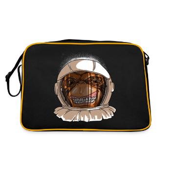Astronaut Monkey Head Funny Smiling Space Monkey - Retro Bag - black/gold - Back