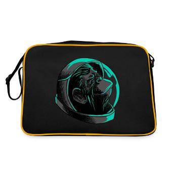 Cool Astronaut Monkey Head T-Shirt - Funny Ape - Retro Bag - black/gold - Back