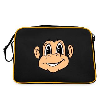 Funny Cute Monkey Ape Whole Face Animal Primate - Retro Bag - black/gold - Back