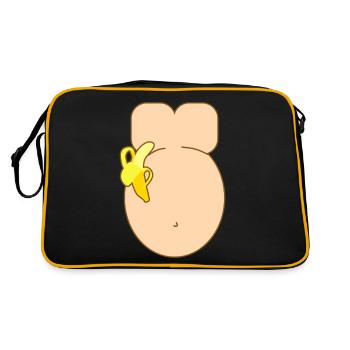 Funny Monkey Body Stomach With Banana Costume Ape - Retro Bag - black/gold - Back