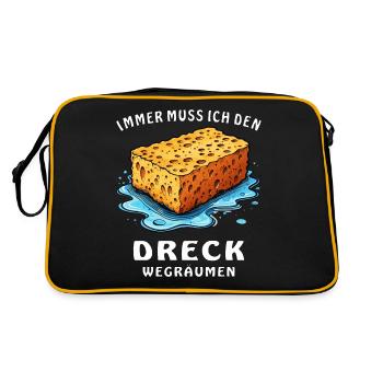 IMMER MUSS ICH DEN DRECK WEGRÄUMEN - Retro Tasche - Schwarz/Gold - Hinten