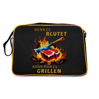 STEAK IF IT BLEEDS YOU CAN GRILL IT - Retro Bag - black/gold - Back