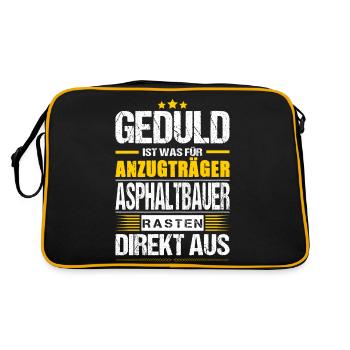 Geduld Ist Was für Anzugträger Asphaltbauer Spruch - Retro Tasche - Schwarz/Gold - Hinten