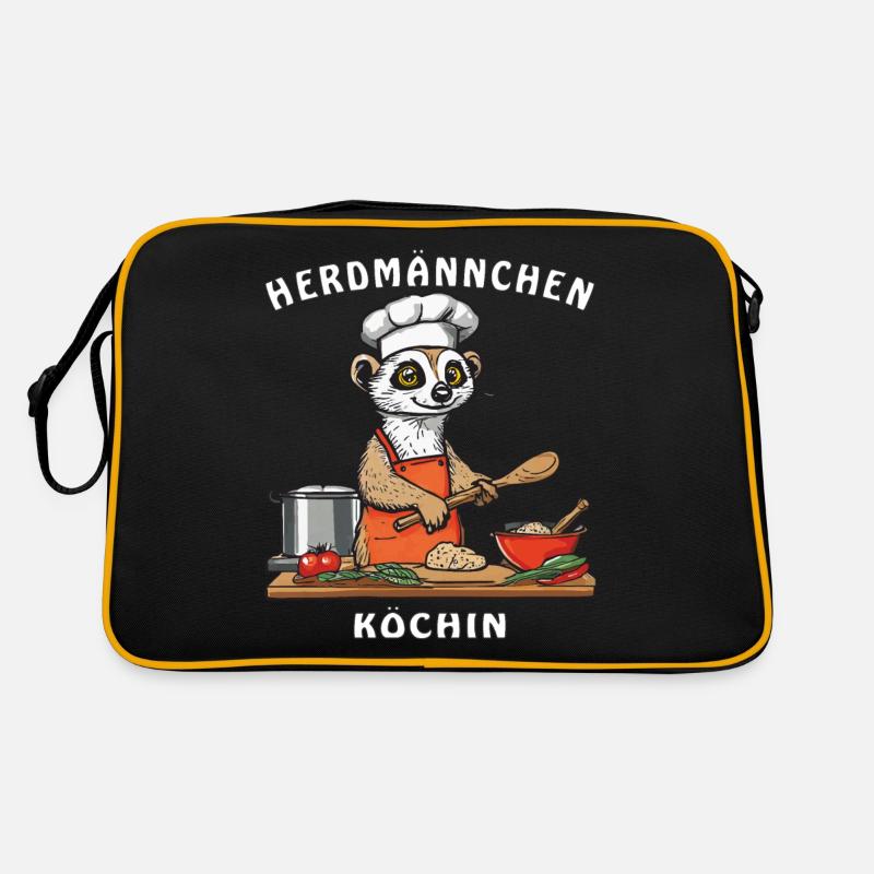 HERDMÄNNCHEN KÖCHIN - Retro Tasche - Schwarz/Gold