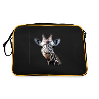 Giraffenkopf Foto Cool Hoher Tierkopf Grafik - Retro Tasche - Schwarz/Gold - Hinten