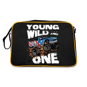 Young, Wild and 1st Birthday Boy Monster Truck - Retro Bag - black/gold - Back