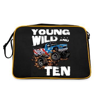 m Young, Wild and 10th Birthday Boy Monster Truck - Retro Bag - black/gold - Back