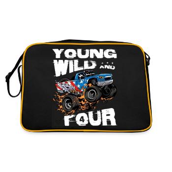 Young, Wild and 4th Birthday Boy Monster Truck - Retro Bag - black/gold - Back