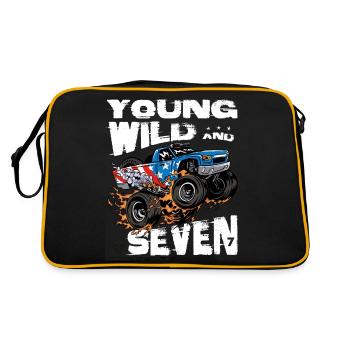 Monster Truck 7. Geburtstag Boy Party - Jung, - Retro Tasche - Schwarz/Gold - Hinten