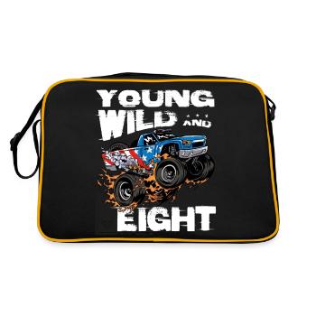 Young, Wild and 8th Birthday Boy Monster Truck - Retro Bag - black/gold - Back