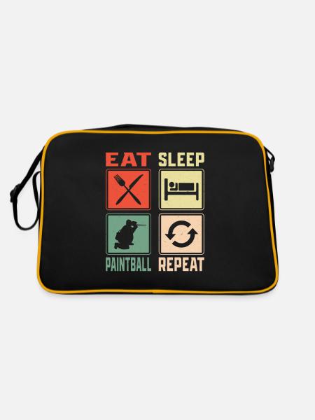 Eat Sleep Paintball Repeat Paintballer Tactical Pl - Retro Tasche - Schwarz/Gold - Hinten