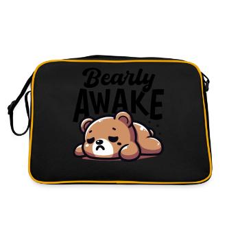 Réveillé tôt Fatigué Ours Jeu de mots Drôle Paresse Kawaii - Sac Retro - noir/or - Dos