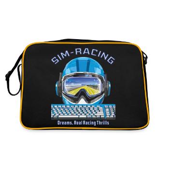 SIM RACING Dreams, Real Racing Thrills - Retro Tasche - Schwarz/Gold - Hinten