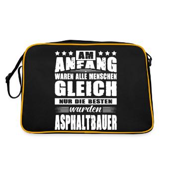 Am Anfang Waren Alle Menschen Gleich Asphaltbauer - Retro Tasche - Schwarz/Gold - Hinten