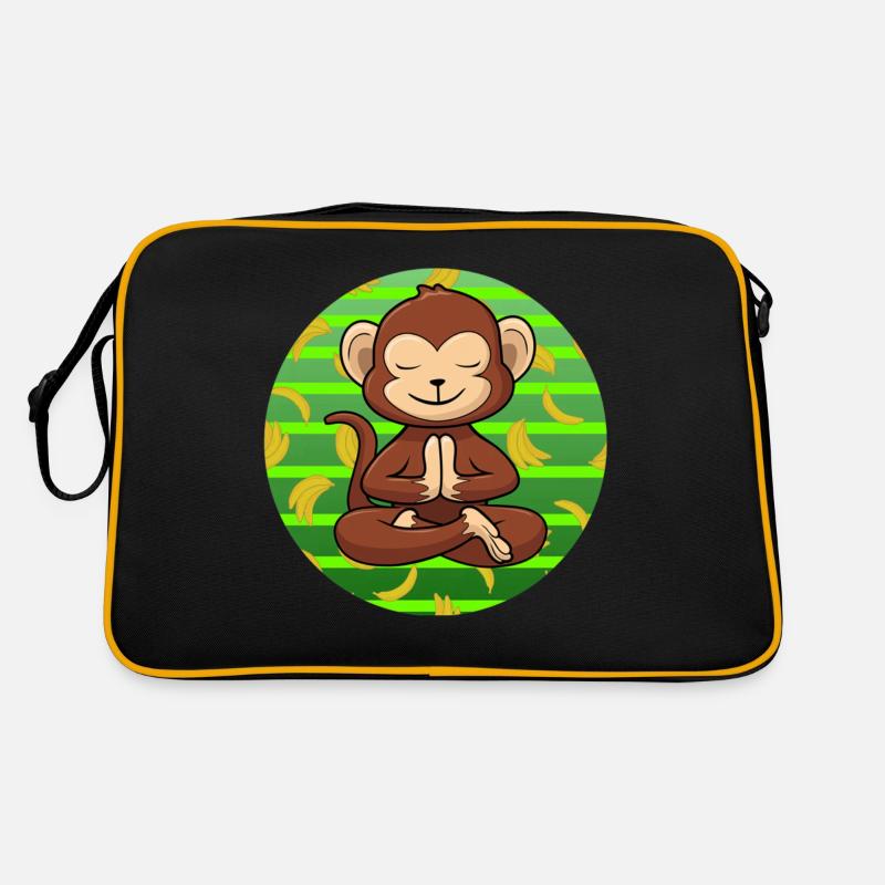 Yoga Monkey Zoo Om Meditating - Retro Bag - black/gold