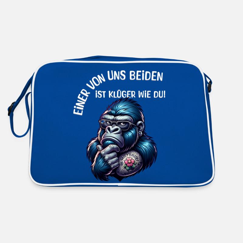 Lustiger Einer von uns beiden ist klüger als du Retro Tasche