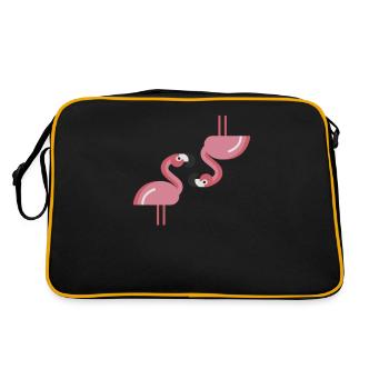 Flamingo Heads Upside Down Cute Pink Bird Lovers - Retro Bag - black/gold - Back
