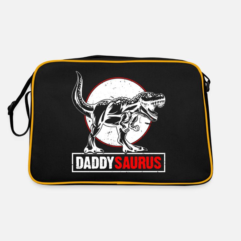 Daddy Saurus T-Rex Dinosaur Men Father's Day - Retro Tasche - Schwarz/Gold