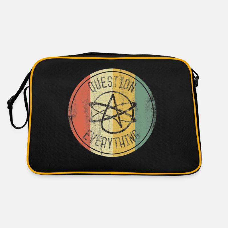 Atheist Science Atheism Question Everything - Retro Tasche - Schwarz/Gold