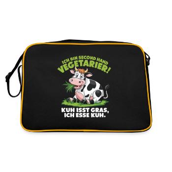 I'm Second Hand Vegetarian Cow Eats Grass I - Retro Bag - black/gold - Back