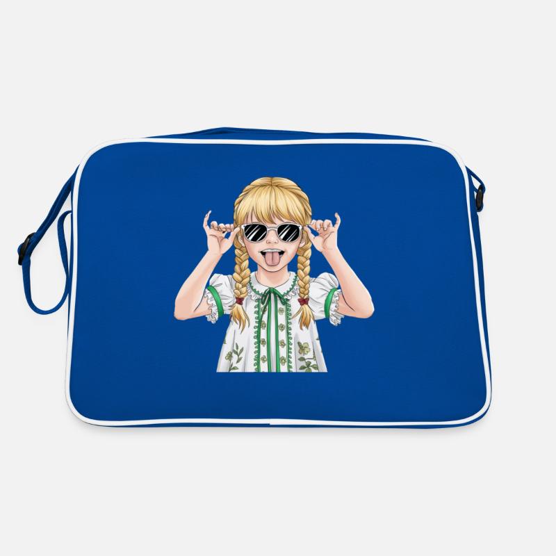 Fille cool avec des lunettes de soleil et des nattes Sac Retro