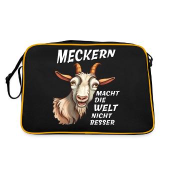 ZIEGE MECKERN MACHT WELT NICHT BESSER - Retro Tasche - Schwarz/Gold - Hinten
