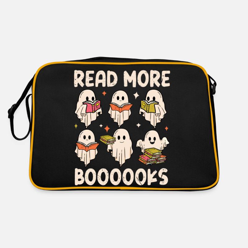 Read More Boooooks Halloween Ghost - Retro Tasche - Schwarz/Gold