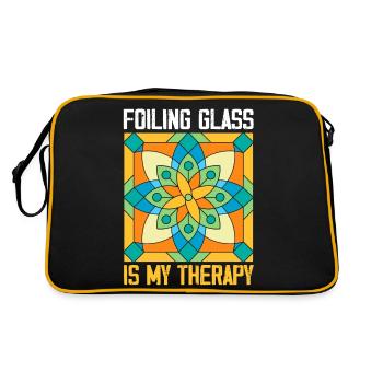 Foiling Glass Is My Therapy Stained Glass Artist - Retro Tasche - Schwarz/Gold - Hinten