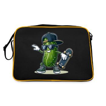 Dabbing Pickle skater Cucumber skateboard funny - Retro Tasche - Schwarz/Gold - Hinten