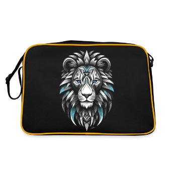Symbole du Lion noir et blanc et bleu - Sac Retro - noir/or - Dos