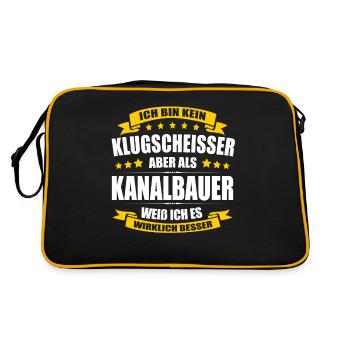 Ich Bin Kein Klugscheisser Kanalbauer Kanalbau - Retro Tasche - Schwarz/Gold - Hinten