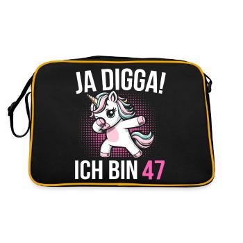 Cadeau Licorne Femme 47e Anniversaire - Sac Retro - noir/or - Dos