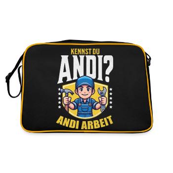 Handwerker Andi Arbeit Geschenk Sprüche Lustig - Retro Tasche - Schwarz/Gold - Hinten
