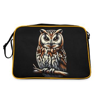 Eule Kunst Geschenk Geburtstag - Retro Tasche - Schwarz/Gold - Hinten