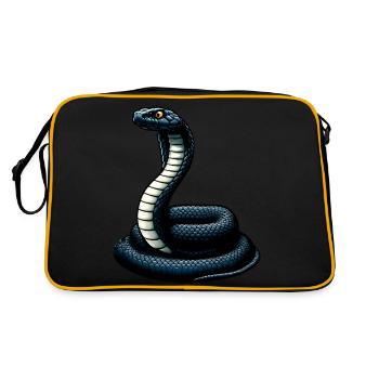 Schwarze Schlangen-Mamba - Retro Tasche - Schwarz/Gold - Hinten