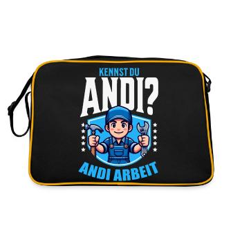 Handwerker Andi Arbeit Geschenk Sprüche Lustig - Retro Tasche - Schwarz/Gold - Hinten