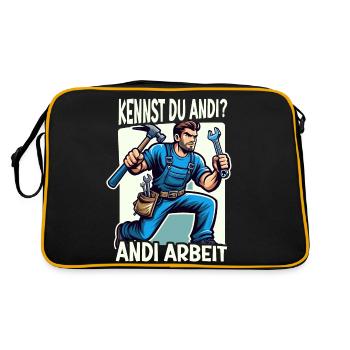 Handwerker Andi Arbeit Geschenk Sprüche Lustig - Retro Tasche - Schwarz/Gold - Hinten