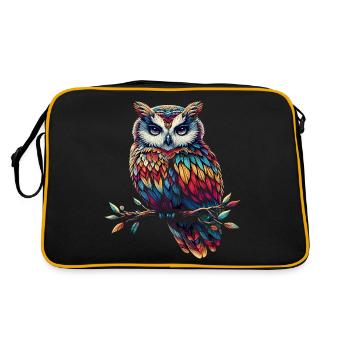 Eule Kunst Geschenk Geburtstag - Retro Tasche - Schwarz/Gold - Hinten