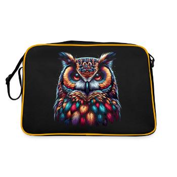 Eule Kunst Geschenk Geburtstag - Retro Tasche - Schwarz/Gold - Hinten