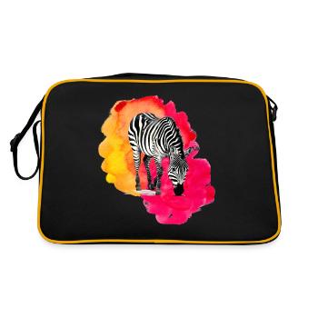 Zèbre Afrique Zoo Sauvage Animaux Rayures Coloré - Sac Retro - noir/or - Dos