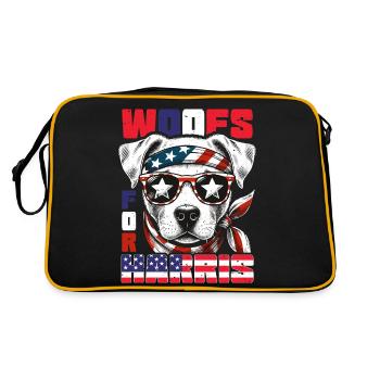 Harris élections 2024 usa chien woofs kamala walz - Sac Retro - noir/or - Dos